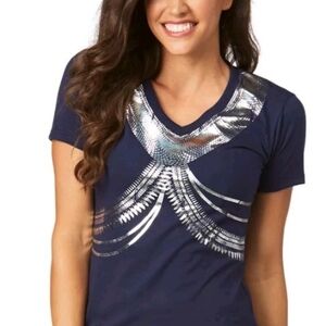 Zumba All Night Metallic Silver Foil Tee Shirt
